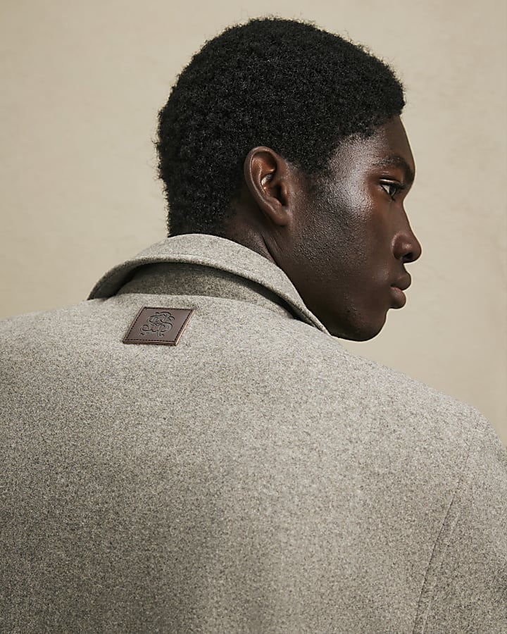 Grey Zip Through Embroidered Shacket