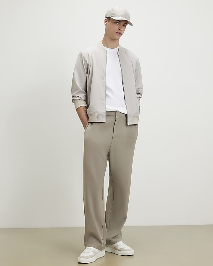 Beige Lightweight Bomber Jacket
