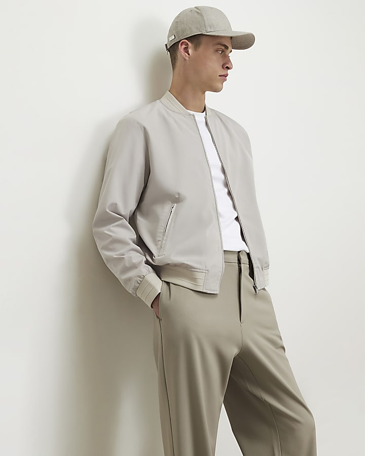 Beige Lightweight Bomber Jacket