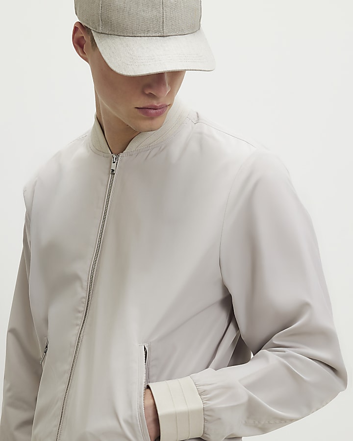 Beige Lightweight Bomber Jacket