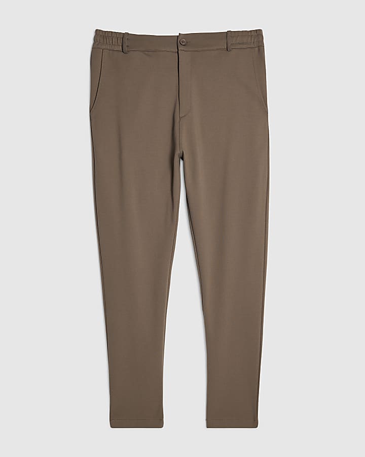 Khaki Slim Fit Fixed Waistband Joggers