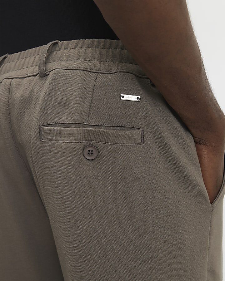 Khaki Slim Fit Fixed Waistband Joggers