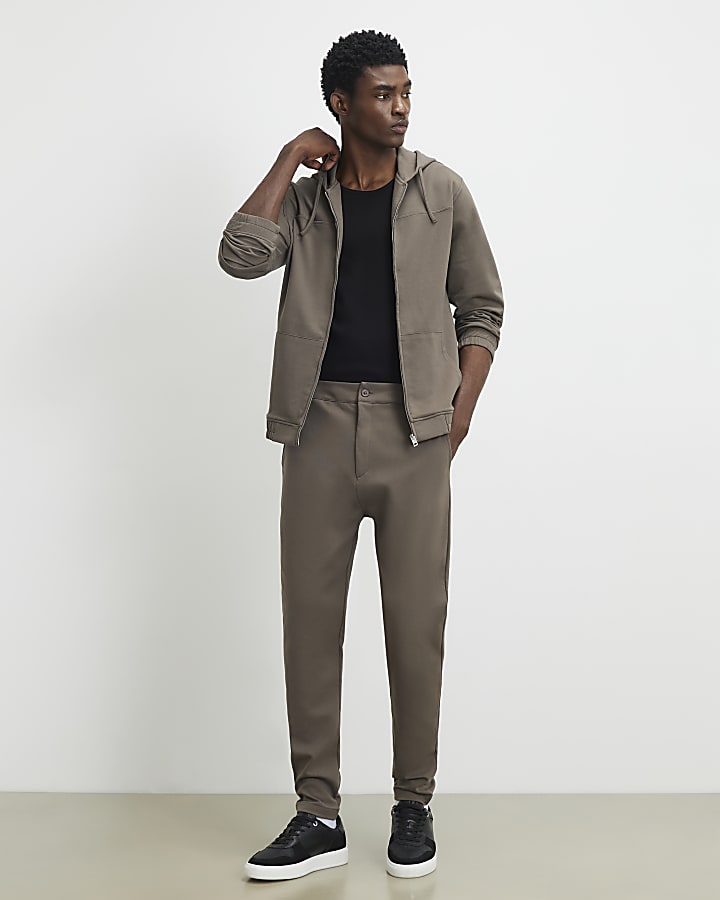Khaki Slim Fit Fixed Waistband Joggers