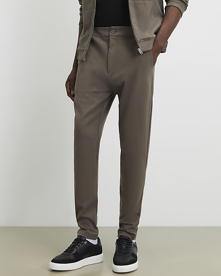Khaki Slim Fit Fixed Waistband Joggers