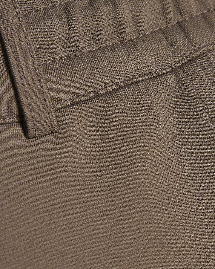 Khaki Slim Fit Fixed Waistband Shorts