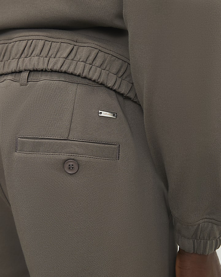 Khaki Slim Fit Fixed Waistband Shorts