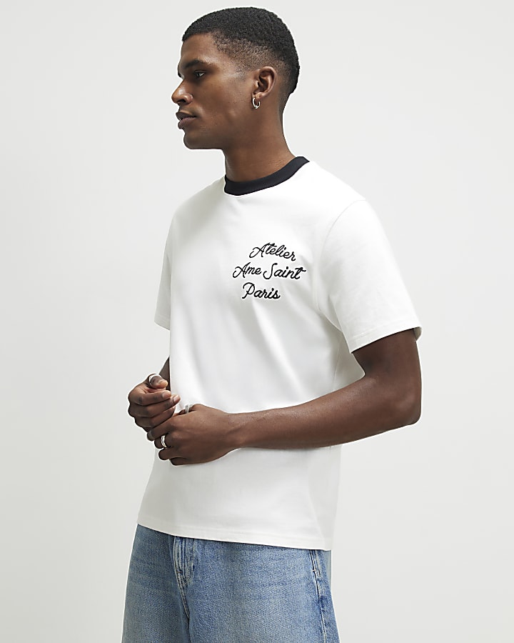 White Cotton Ame Saint Ringer T-Shirt