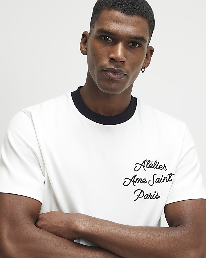 White Cotton Ame Saint Ringer T-Shirt