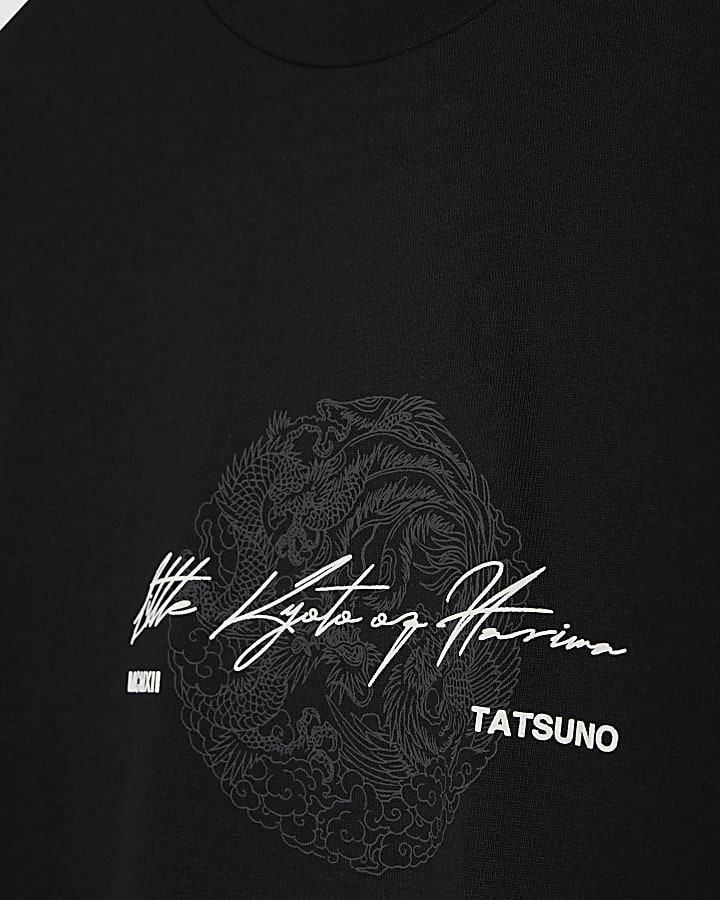 Black Oversized Fit Cotton Tatsuno T-Shirt
