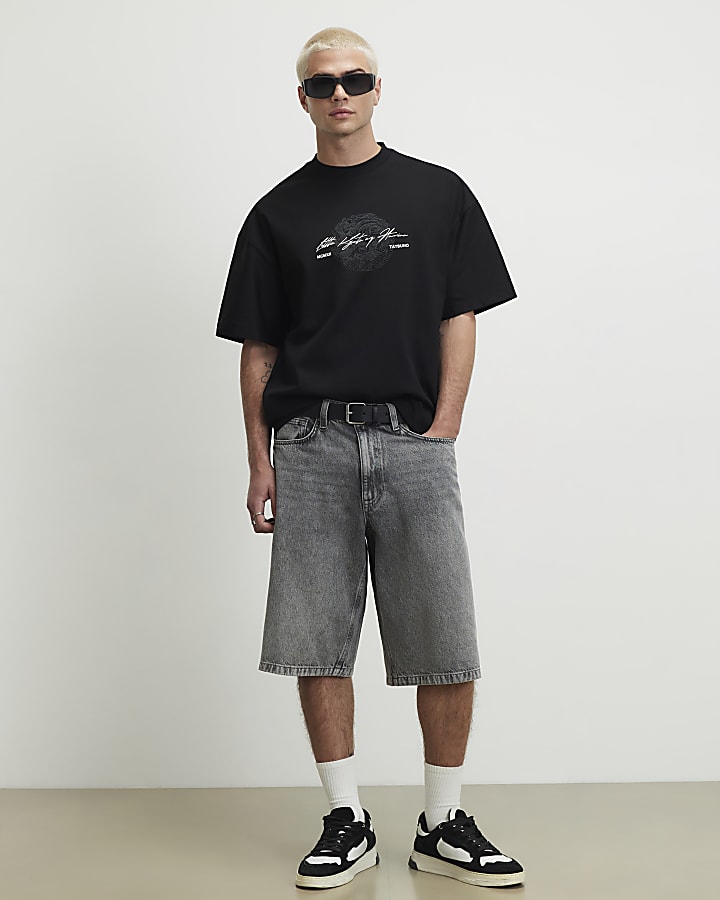 Black Oversized Fit Cotton Tatsuno T-Shirt