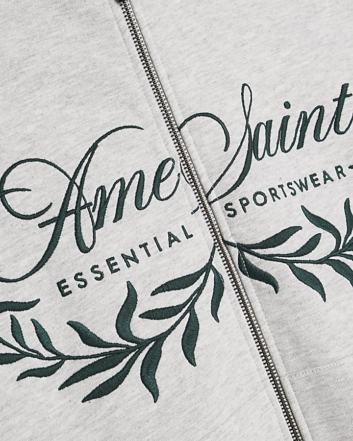 Grey Oversized Fit Cotton Ame Saint Hoodie
