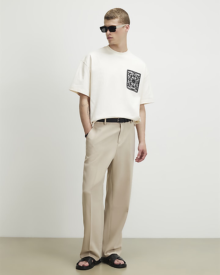White Cotton Floral Pocket T-Shirt