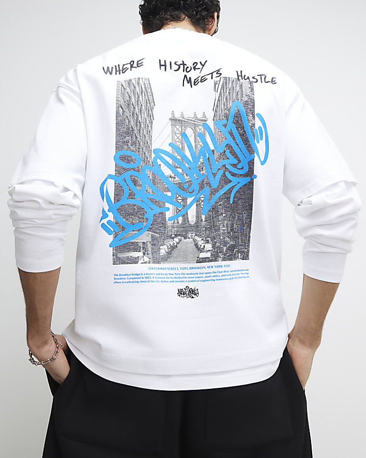 White Oversized Brooklyn City T-Shirt