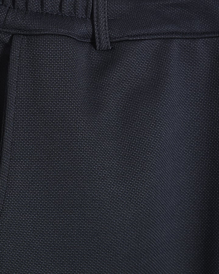 Navy Slim Fit Fixed Waist Cotton Joggers