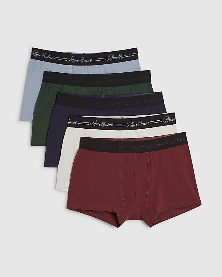 Black Scripty Waistband Pack Of 5 Trunks