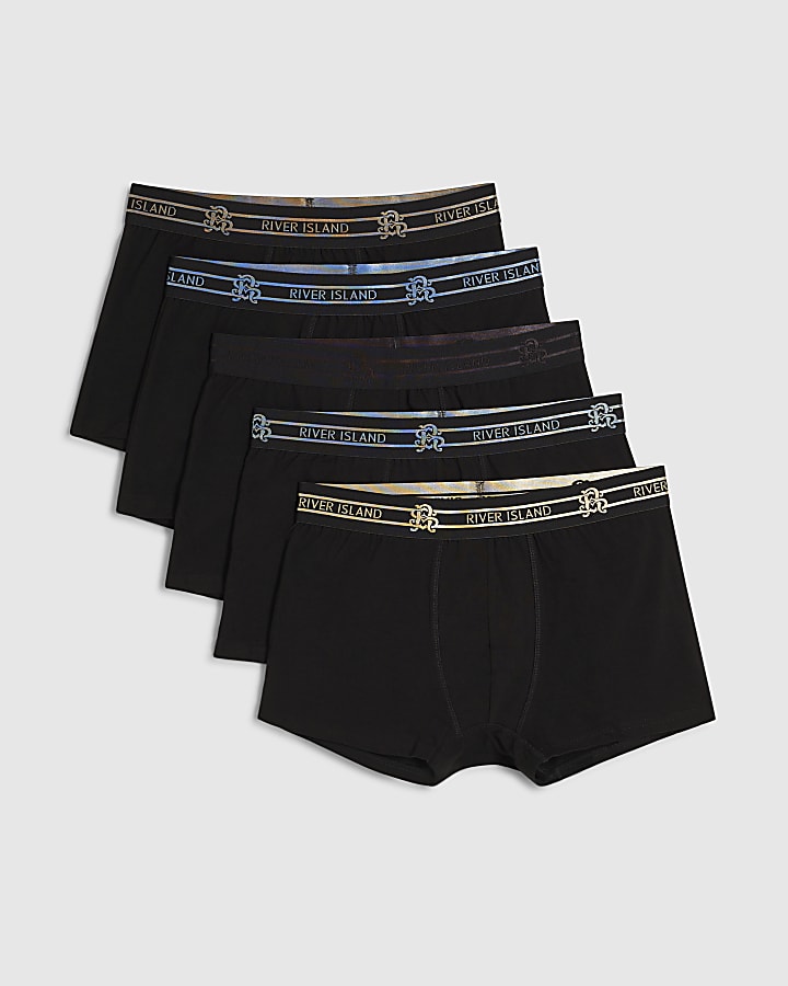 Black Metallic Waistband Pack of 5 Trunks