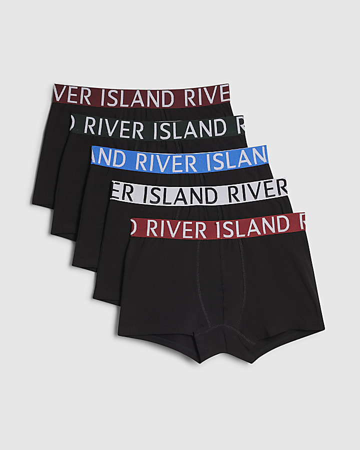 Black Jacquard Waistband Trunks Pack of 5