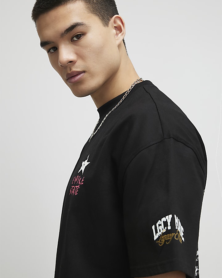 Black Oversized Fit Gods Own Boxing T-Shirt