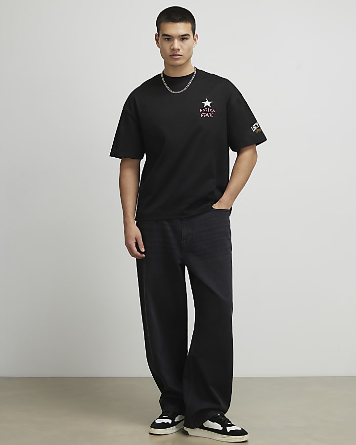 Black Oversized Fit Gods Own Boxing T-Shirt