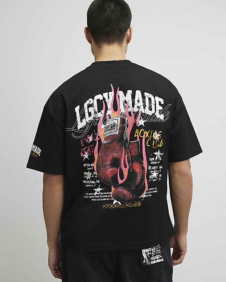 Black Oversized Fit Gods Own Boxing T-Shirt