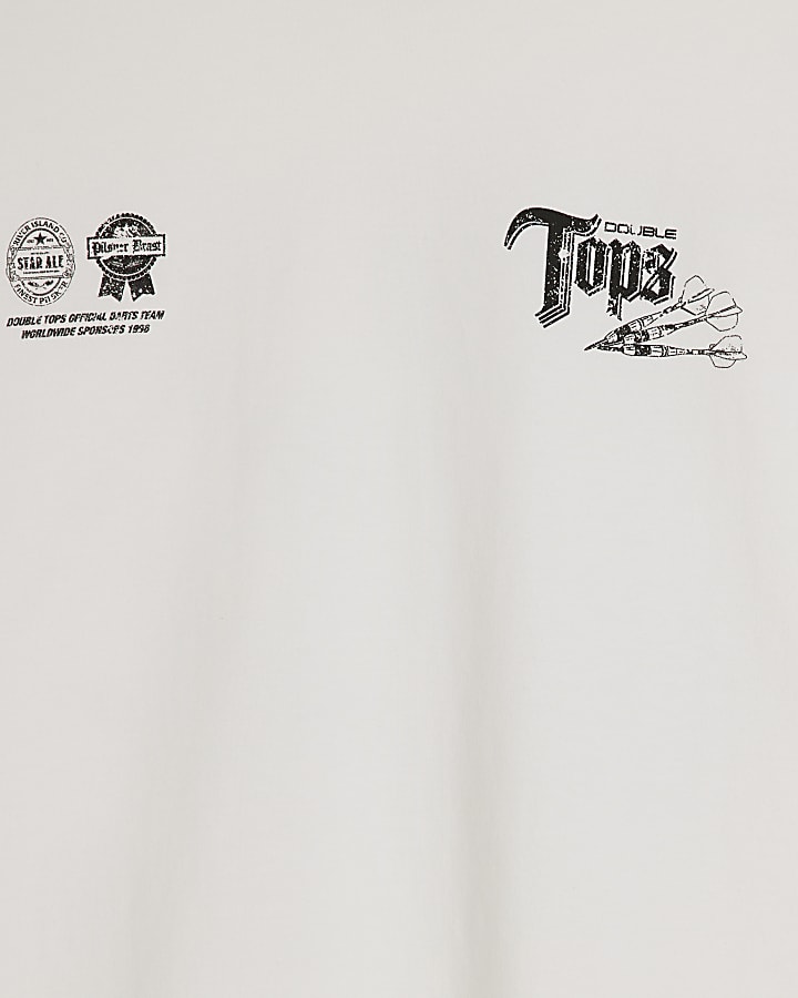 White Oversized Fit Darts T-Shirt