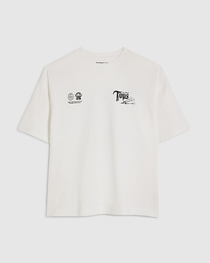 White Oversized Fit Darts T-Shirt