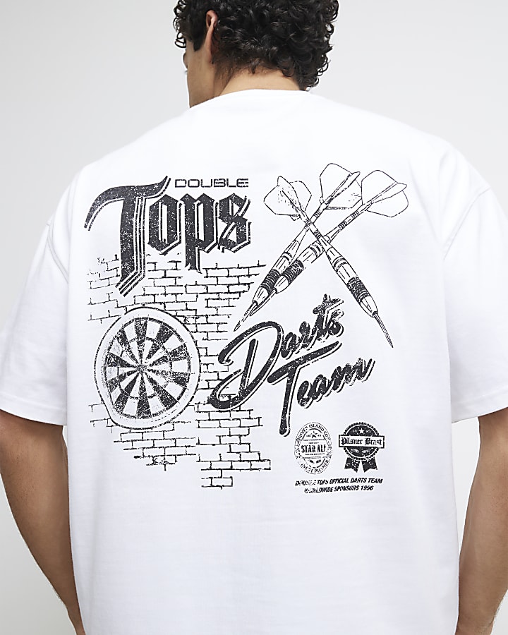White Oversized Fit Darts T-Shirt