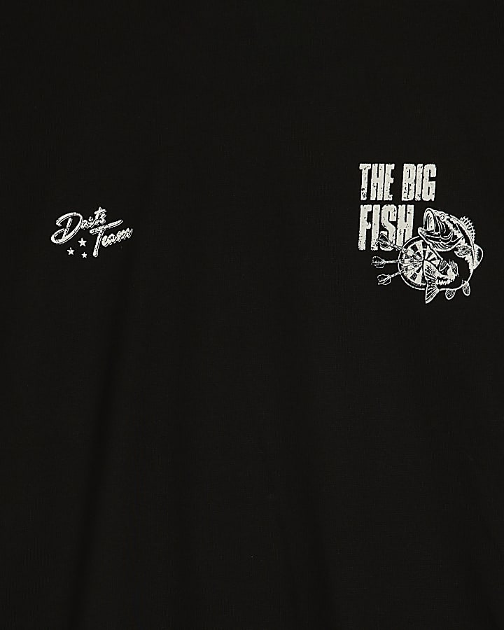 Black Oversized Fit Darts Big Fish T-Shirt