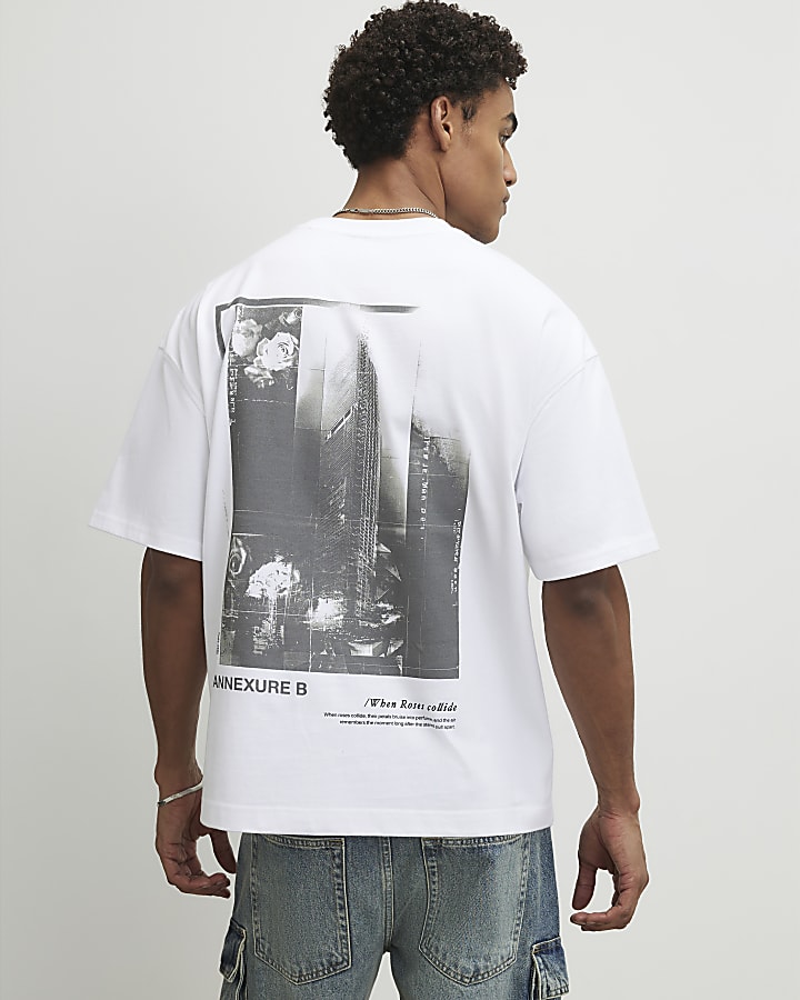 White Oversized Fit Floral NY City T-Shirt