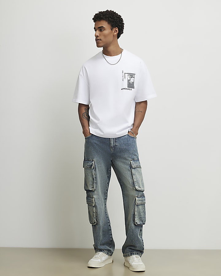 White Oversized Fit Floral NY City T-Shirt