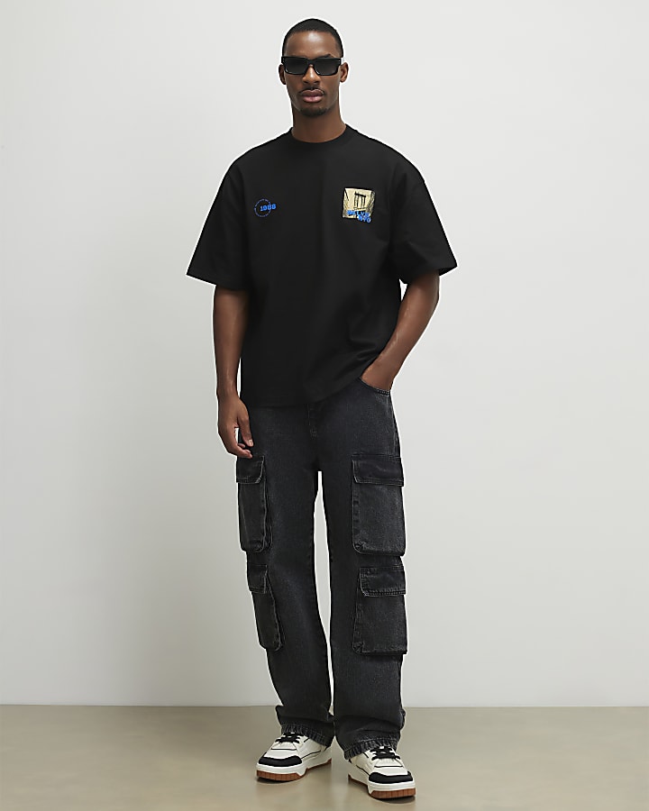 Black Oversized Brooklyn Image City T-Shirt