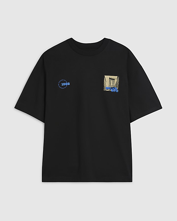 Black Oversized Brooklyn Image City T-Shirt