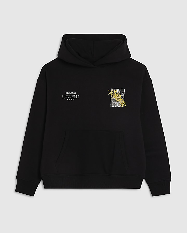 Black Regular Fit City Graphic Hoodie