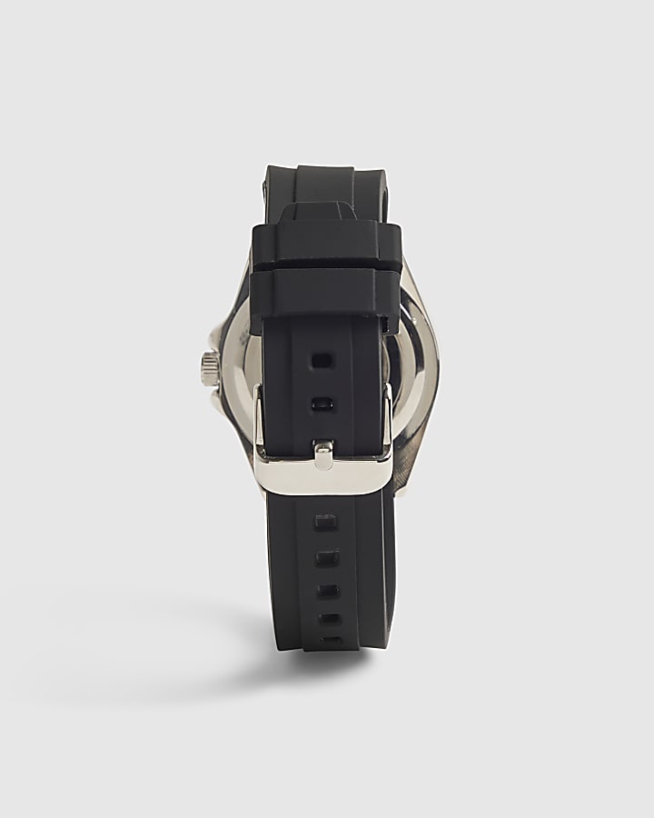 Black Rubber Strap Second Dial Watch