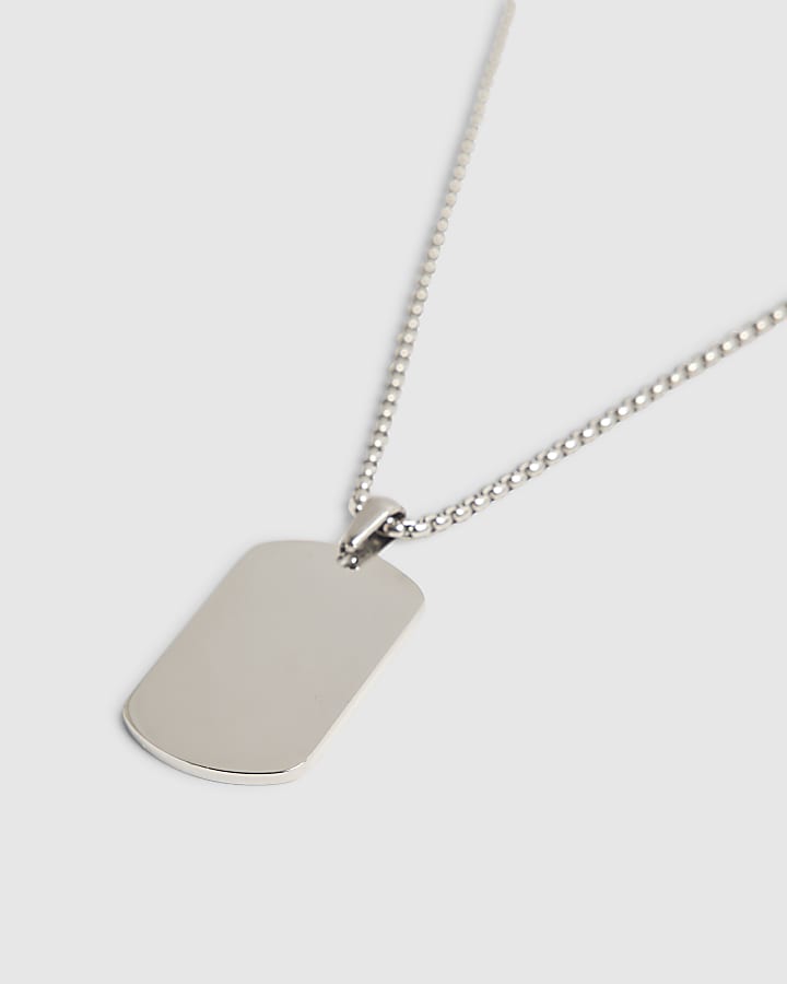 Silver Dog Tag Engraving Necklace