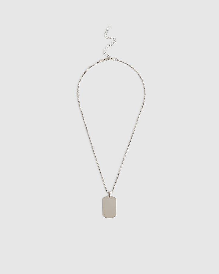Silver Dog Tag Engraving Necklace