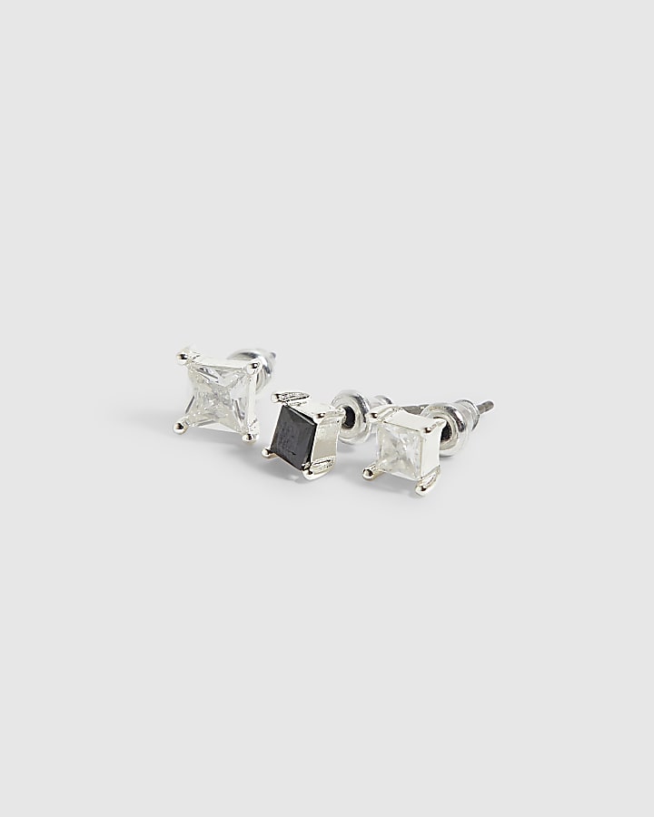 Silver Cubic Zirconia Pack Of 3 Earrings