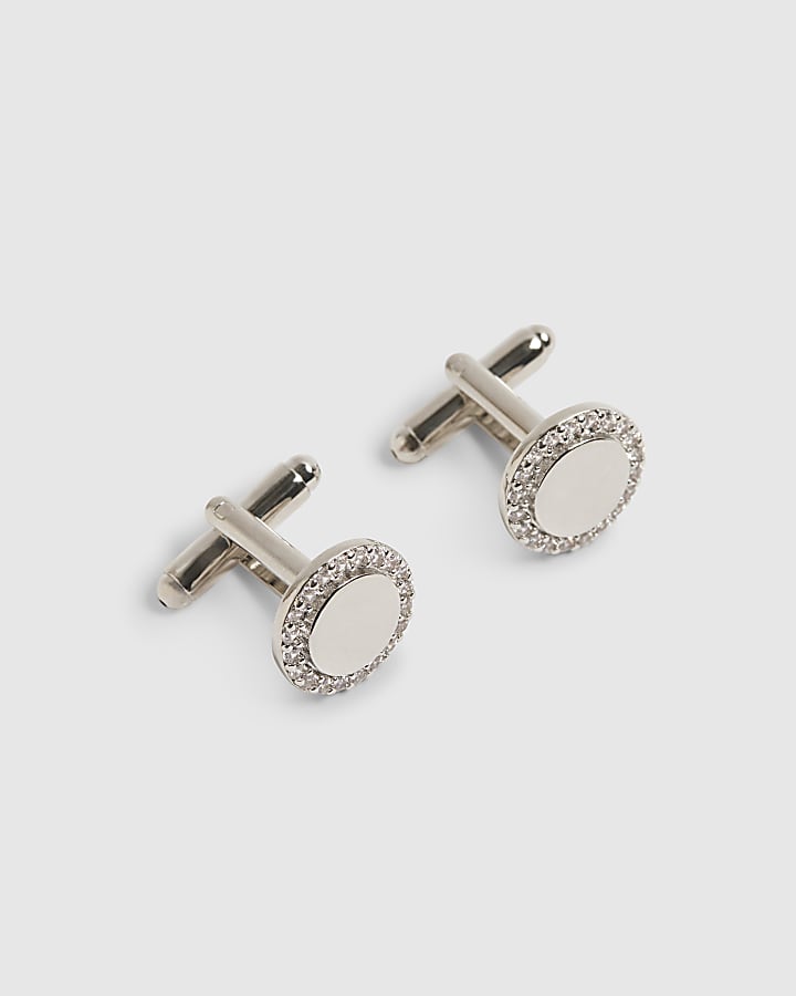 Silver Cubic Zirconia Cufflinks