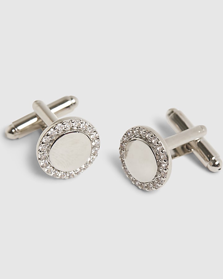 Silver Cubic Zirconia Cufflinks