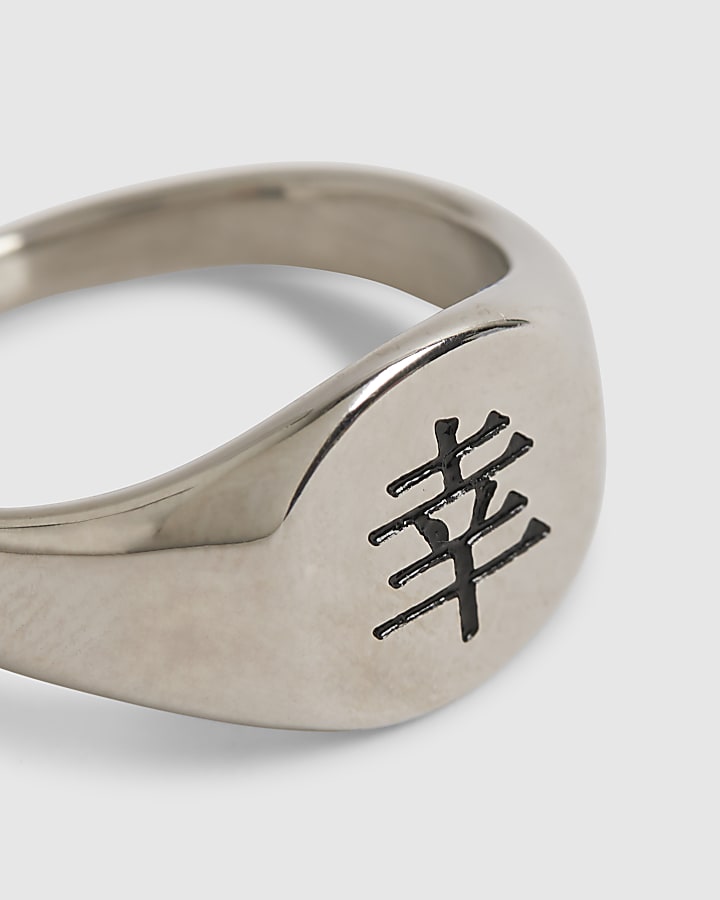 Silver Japanese Engraved Signet Ring