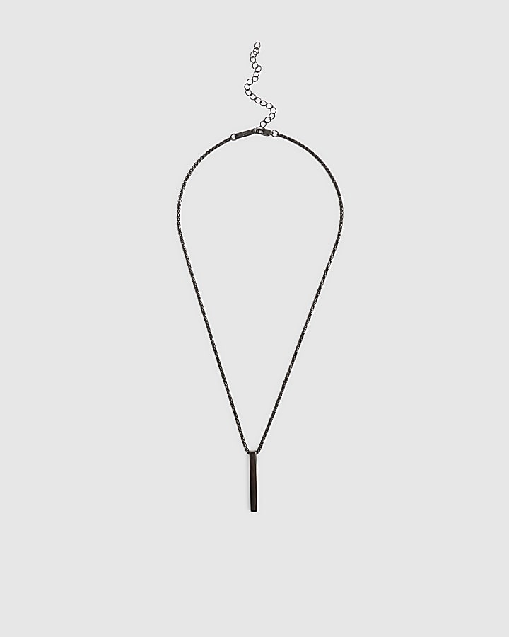 Black Stainless Steel Bar Necklace