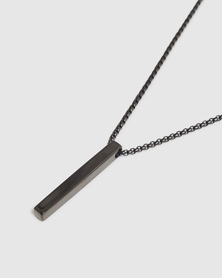 Black Stainless Steel Bar Necklace