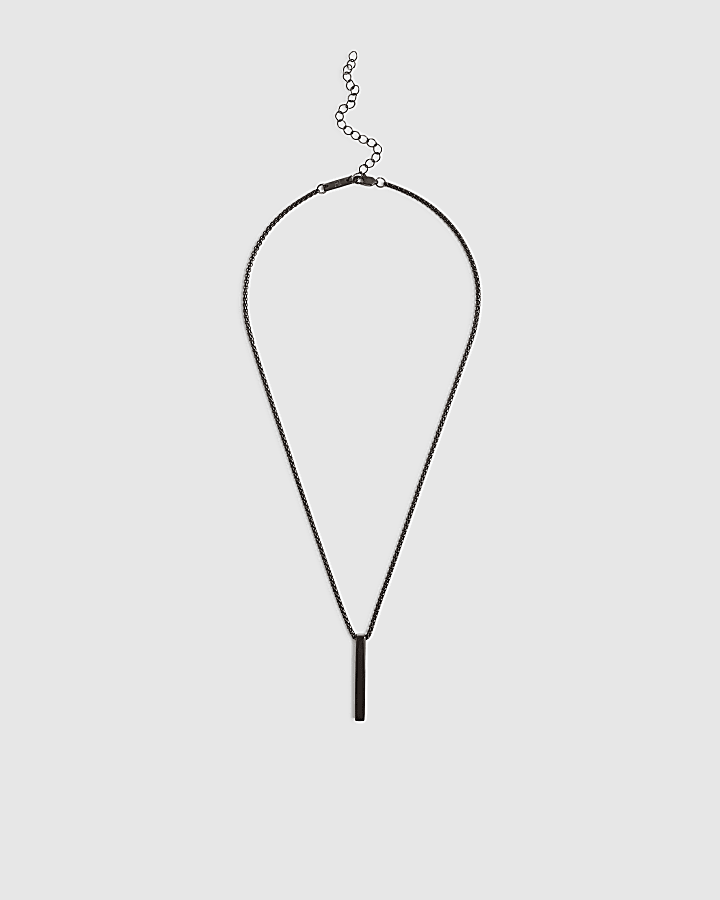Black Stainless Steel Bar Necklace