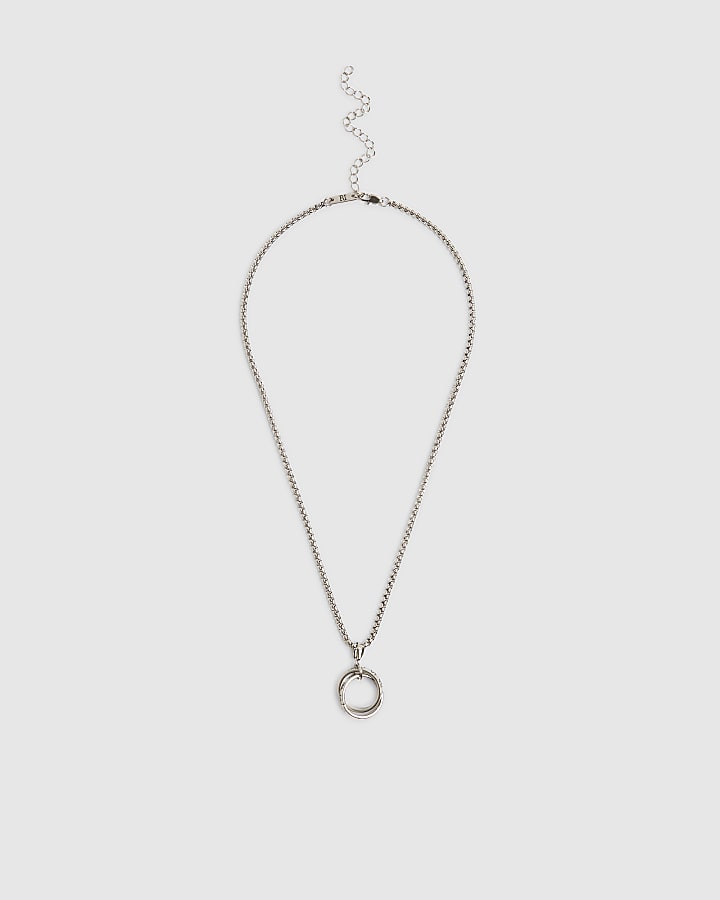 Silver Roman Numerals Circle Pendant Necklace