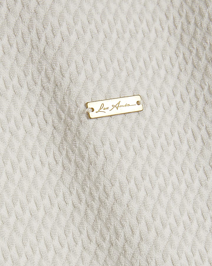 Grey Slim Fit Jacquard  Textured T-Shirt