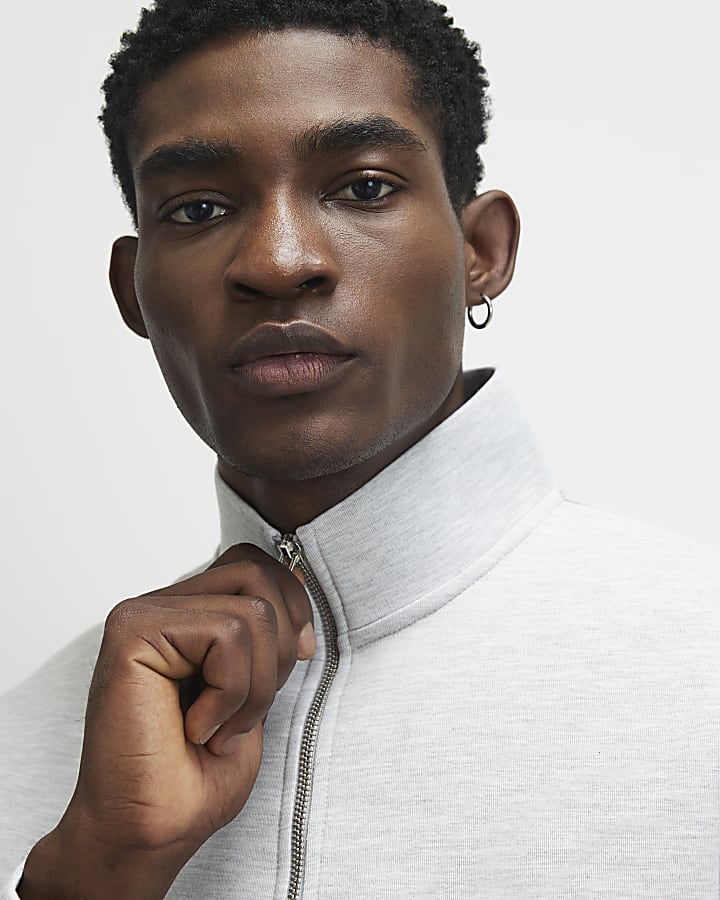 Grey Regular Fit Funnel Sweatshirt