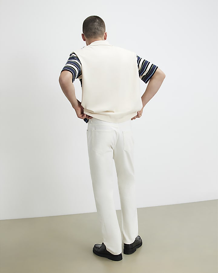 Cream Straight Leg Jeans