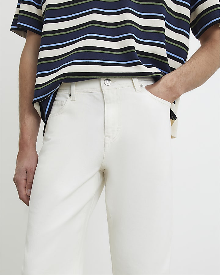 Cream Straight Leg Jeans