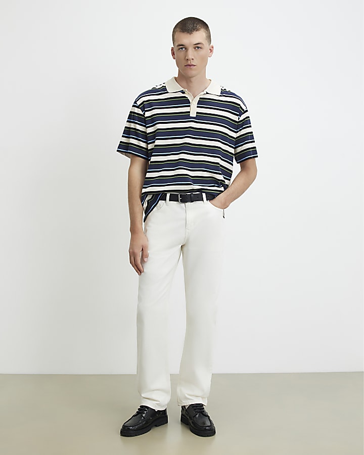 Cream Straight Leg Jeans