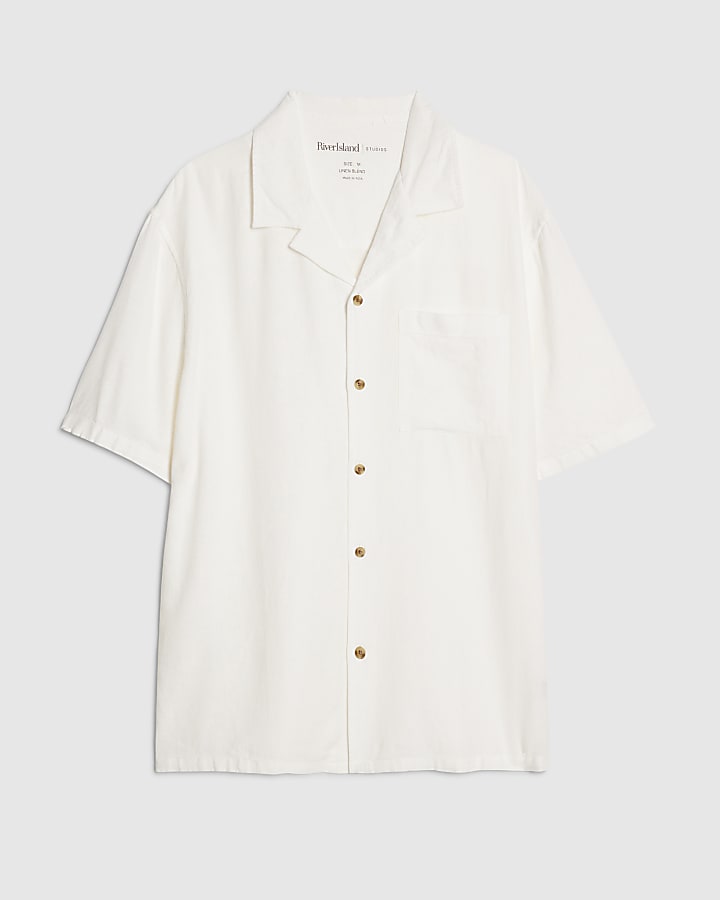 White Regular Fit Linen Blend Luminis Shirt